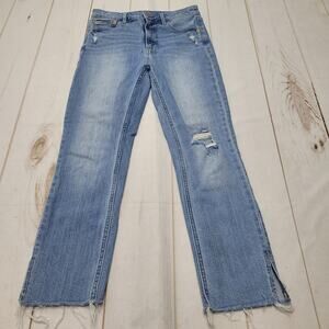 Gap vintage slim sky high rise jeans split raw hem